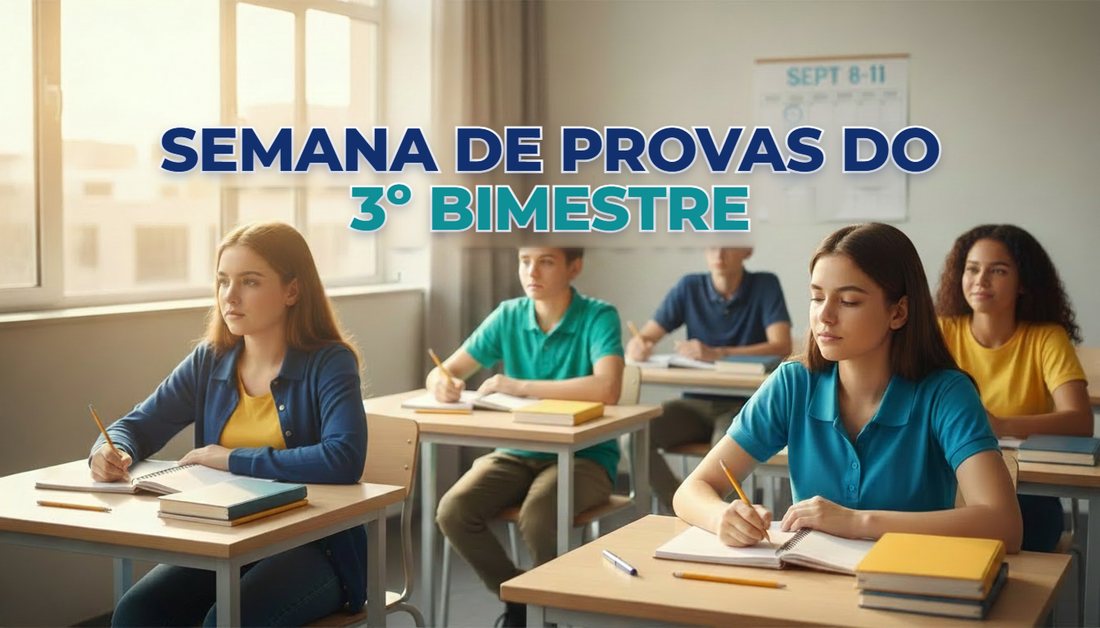 Estudantes escrevendo em carteiras durante uma avalia&ccedil;&atilde;o